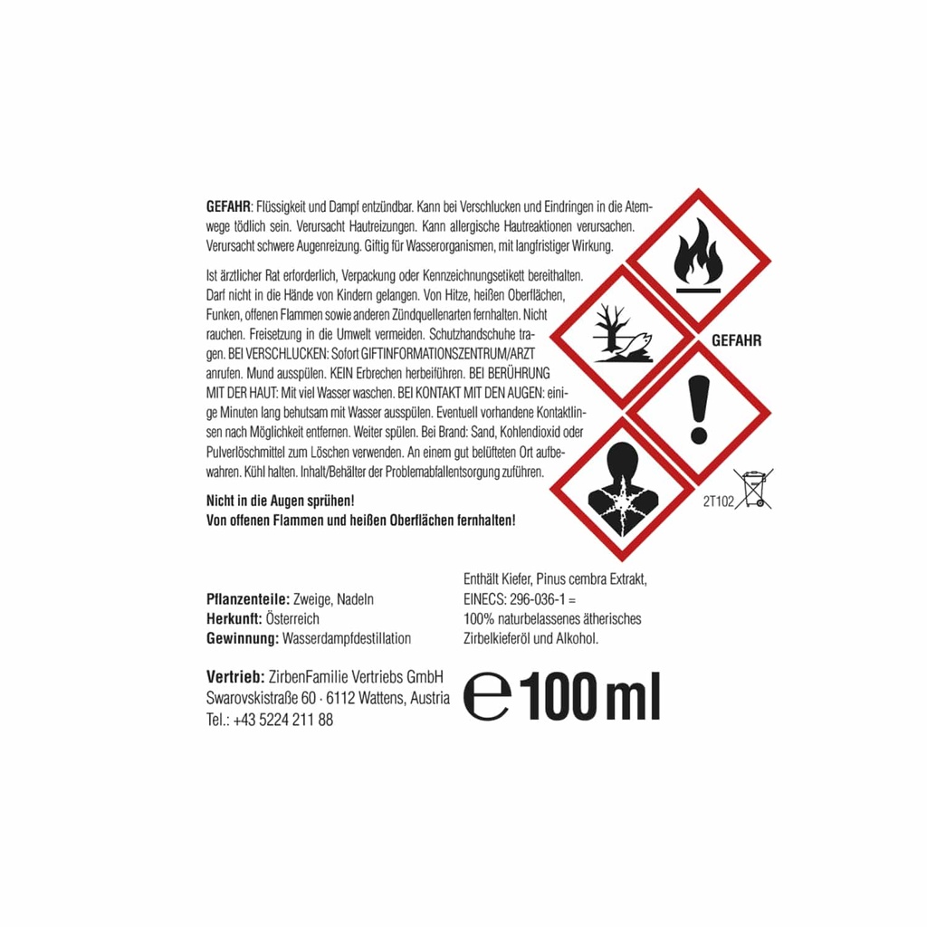 Zirbenspray 100ml Zirbenfamilie