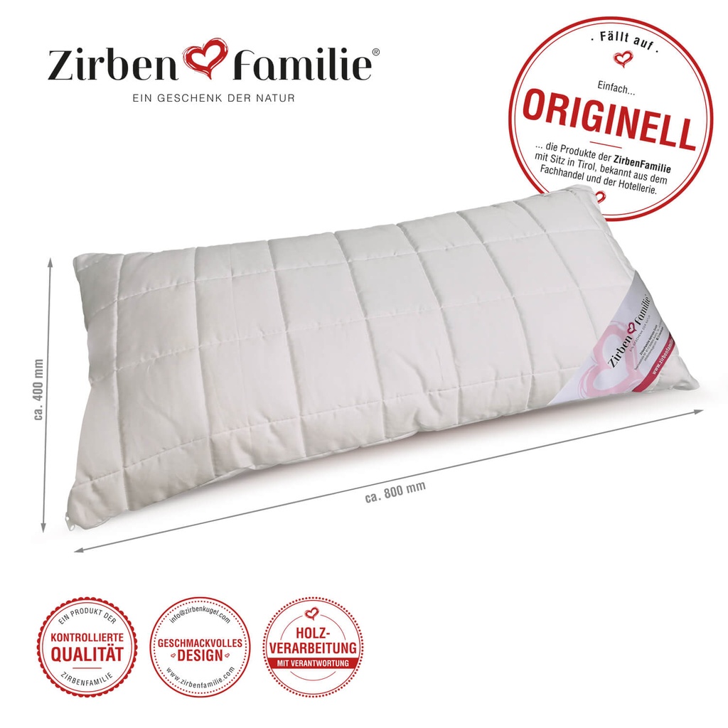 Zirbenschlafkissen 40 x 80 cm Zirbenfamilie