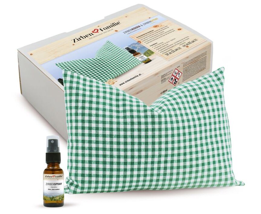 Kissenschlacht Deluxe, Karo Kissen mit 20ml Zirbenspray (je 5 Stk.)(solange Vorrat reicht)