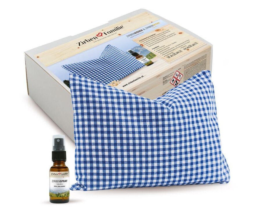 Kissenschlacht Deluxe, Karo Kissen mit 20ml Zirbenspray (je 5 Stk.)(solange Vorrat reicht)