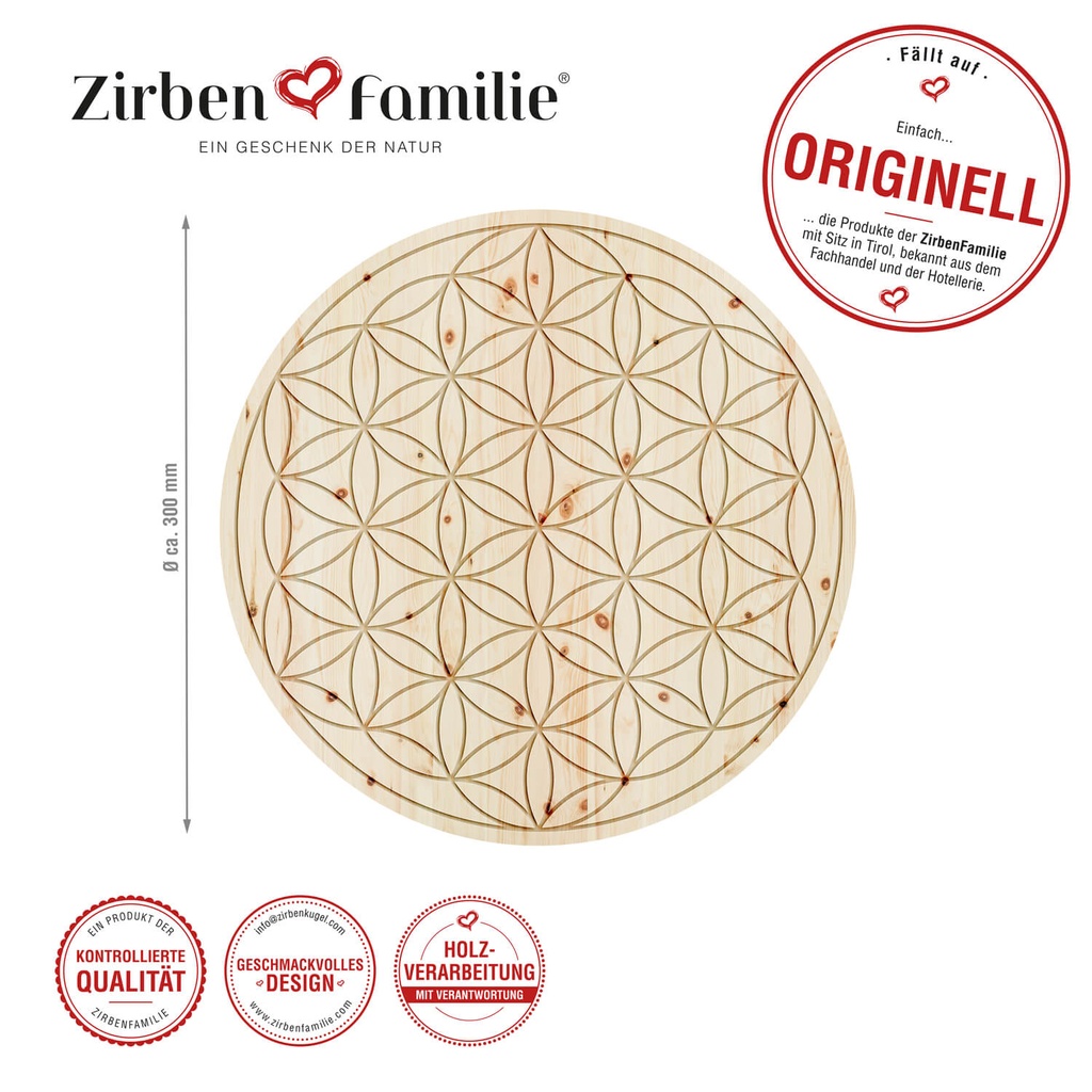 Wandbild Zirbenblume des Lebens 30cm