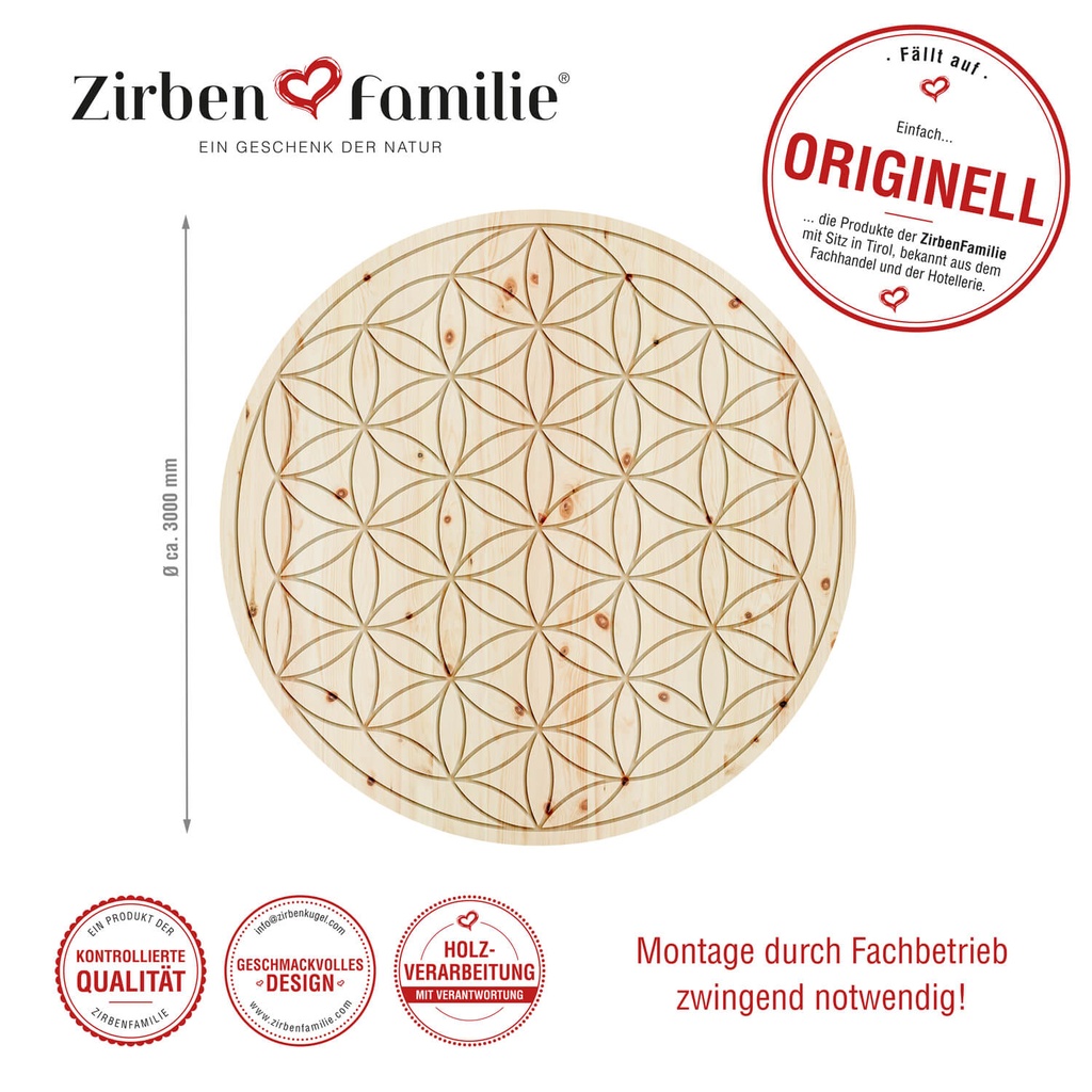Wandbild ZirbenBlume des Lebens 300 cm