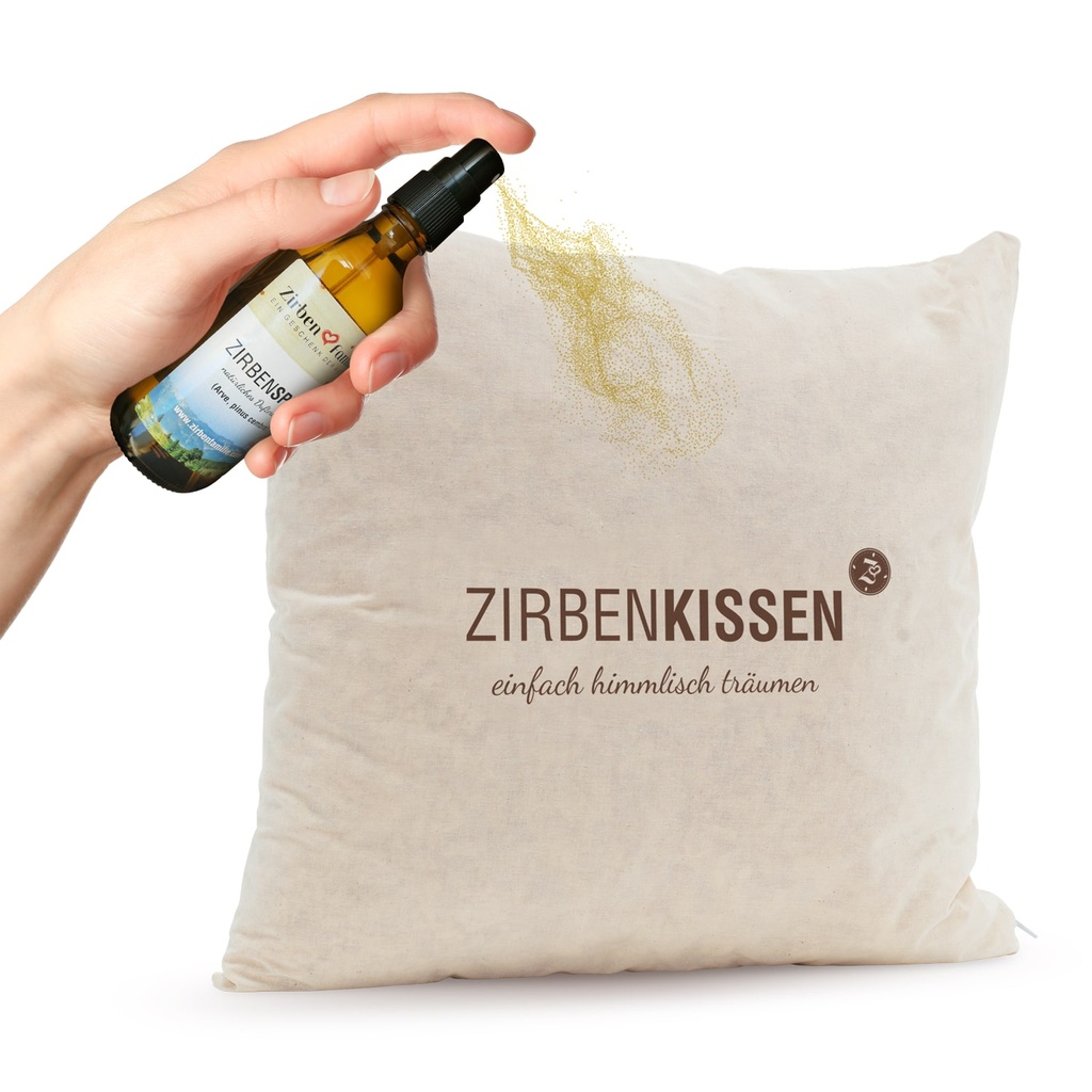 Zirbenkissen 40 x 40cm "einfach himmlisch träumen" Zirbenfamilie
