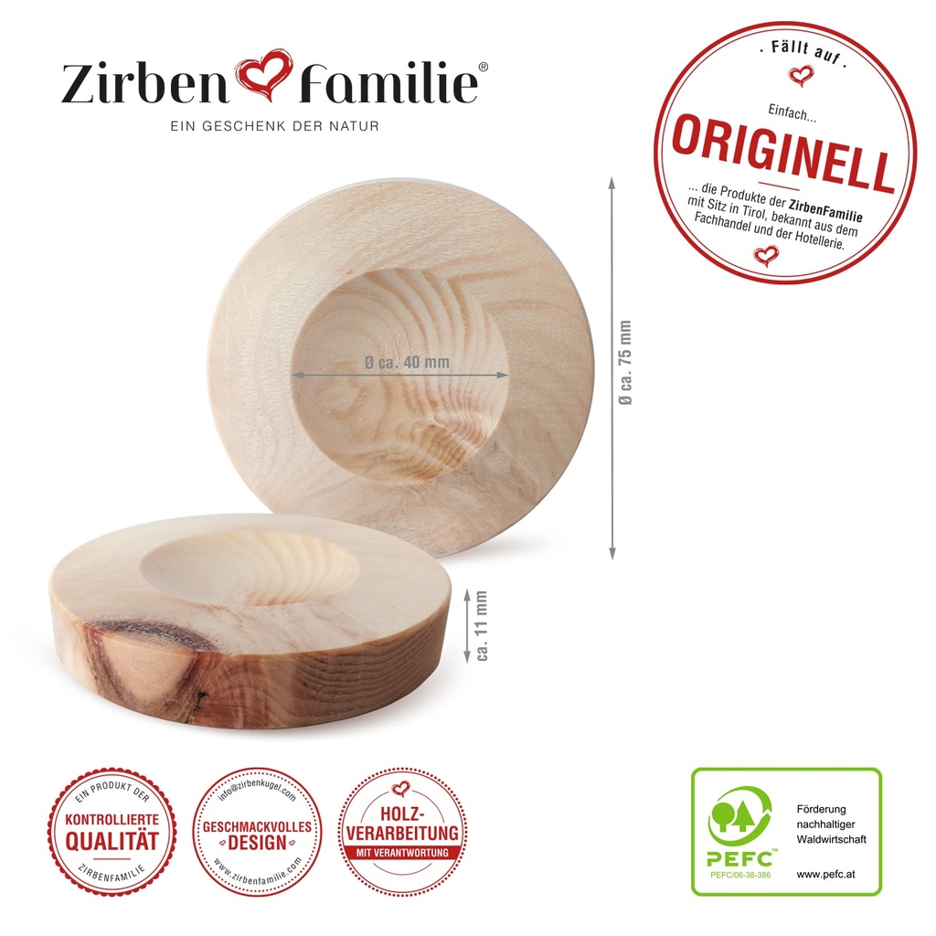 Untersetzer - Ablageteller aus Zirbe (Arve) Zirbenfamilie