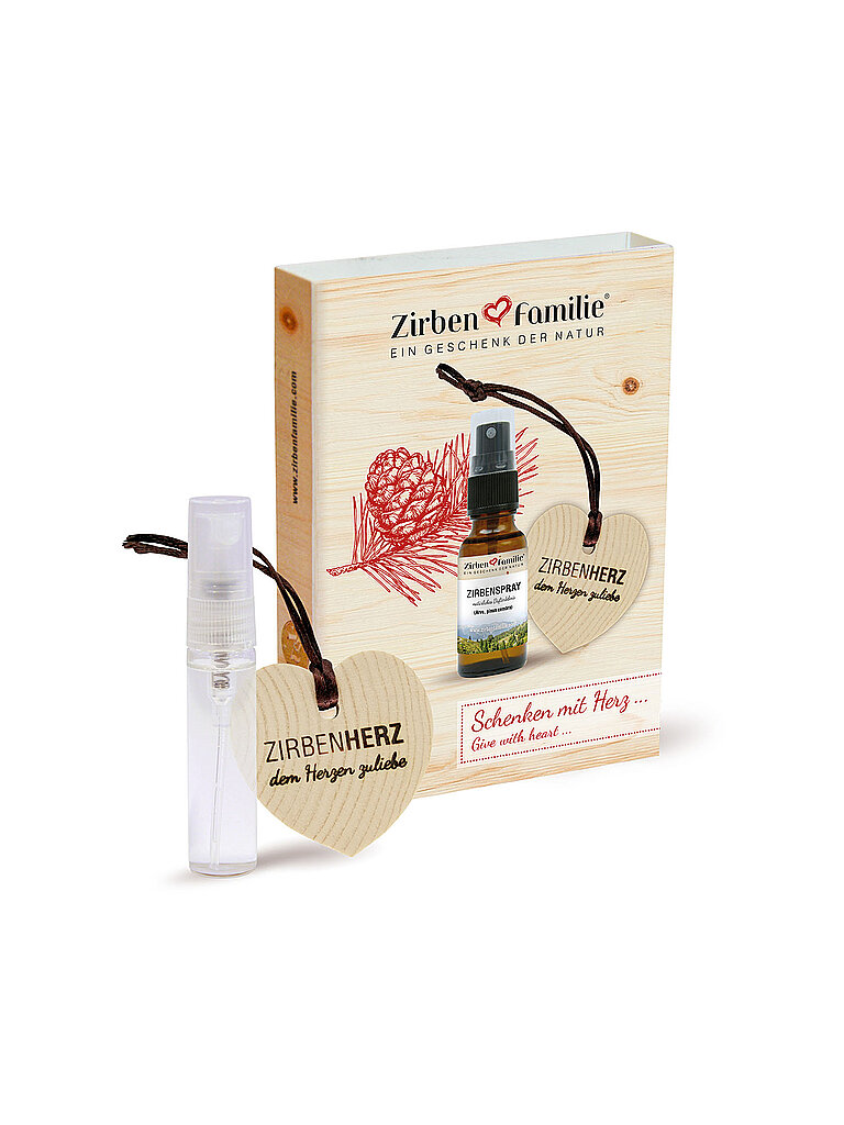 ZIRBENFAMILIE Zirbenherz Anhäger Set Mit Zirbenspray 5ml Beige
