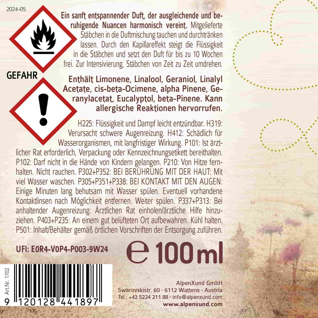 Raumduft Diffuserl 100 ml „Das Ausgleicherl“ AlpenXund