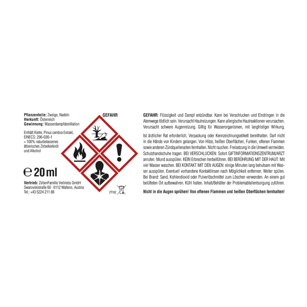 Zirbenspray 20ml Zirbenfamilie