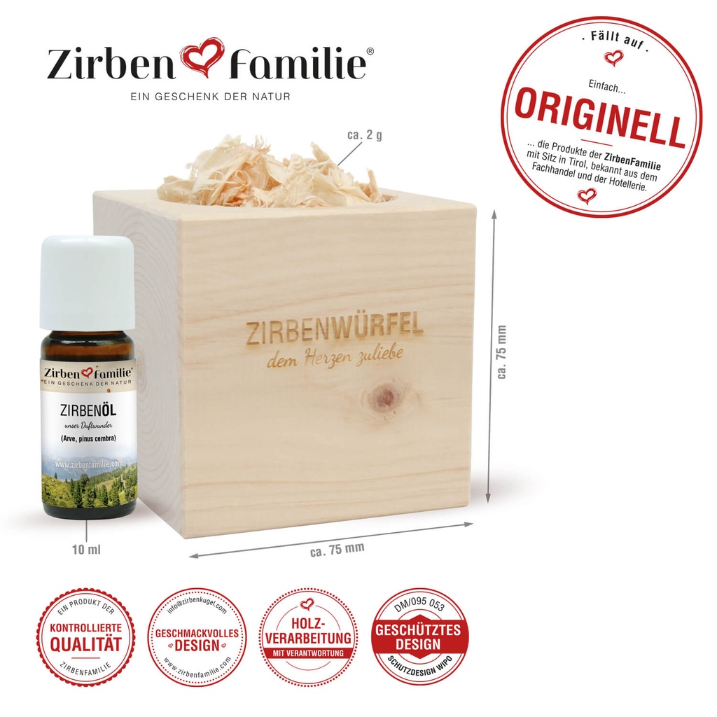 Zirbenwürfel - das Original der Zirbenfamilie