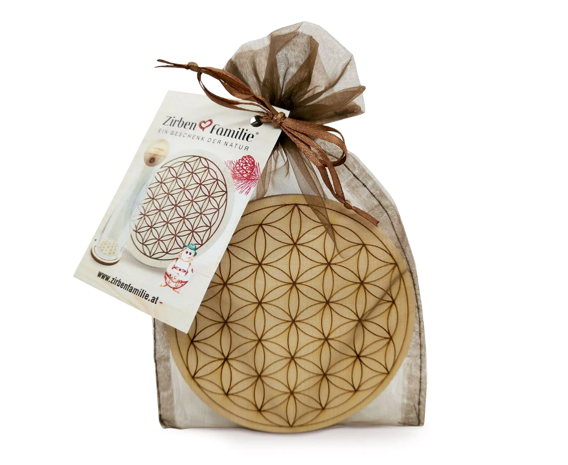 ZirbenUntersetzer für Karaffe “Blume des Lebens”