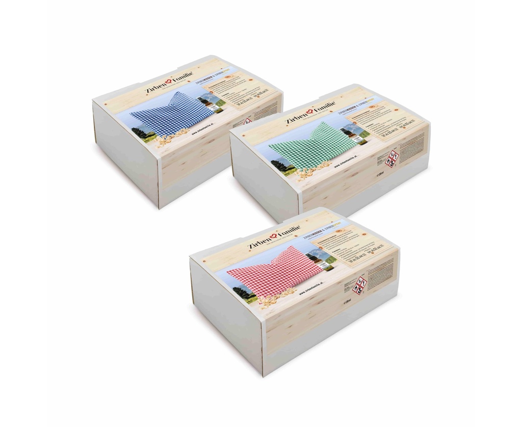 Karo Kissen Sparpaket mit 15 Stk. inkl. Zirbensprays 20ml
