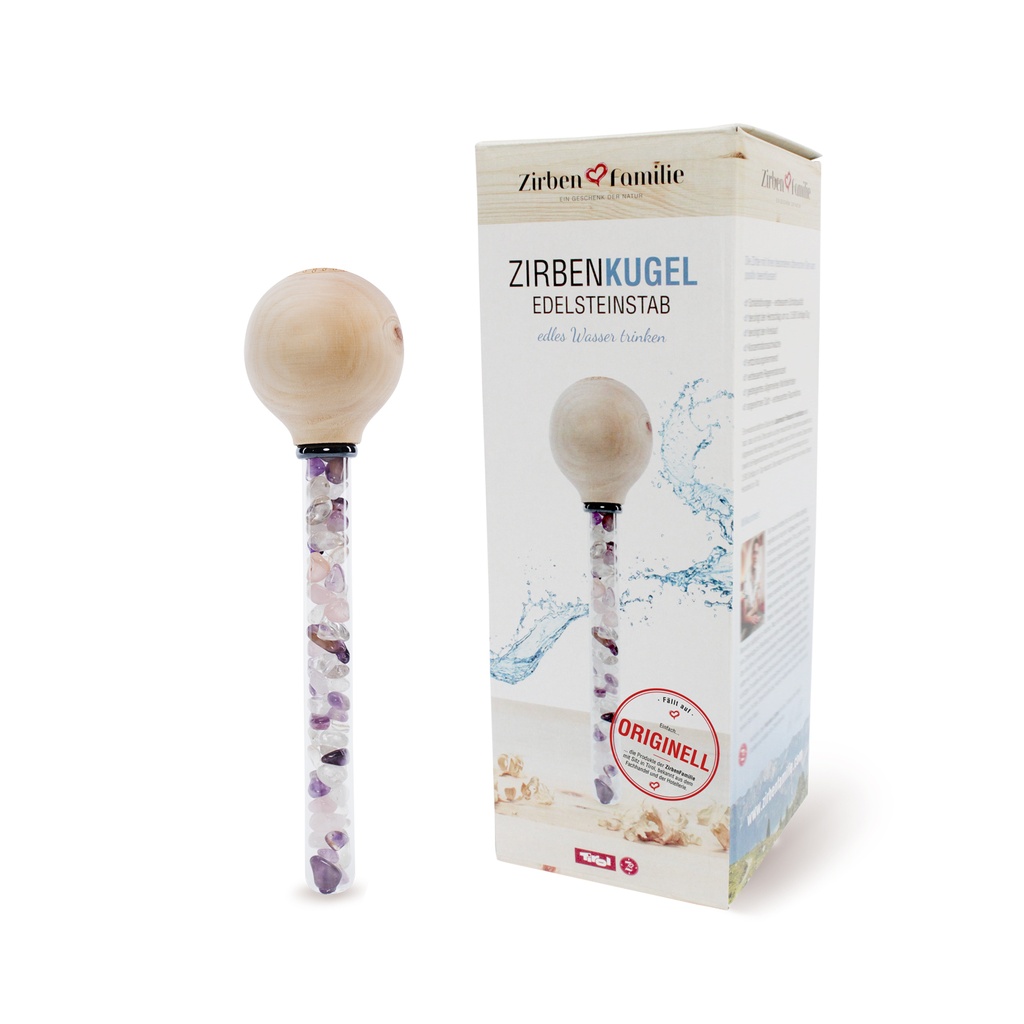 [1016] Zirbenkugel Edelsteinstab einzel Zirbenfamilie