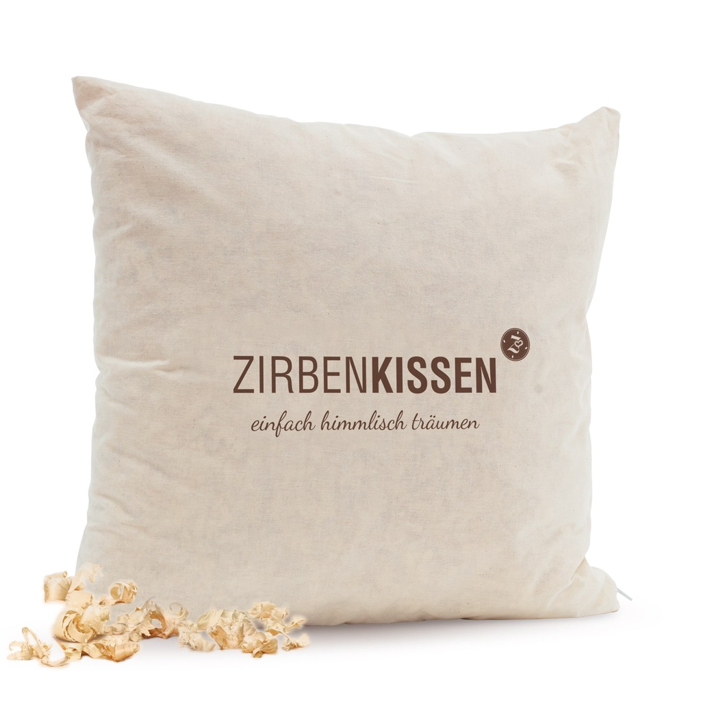Zirbenkissen 40 x 40cm "einfach himmlisch träumen" Zirbenfamilie
